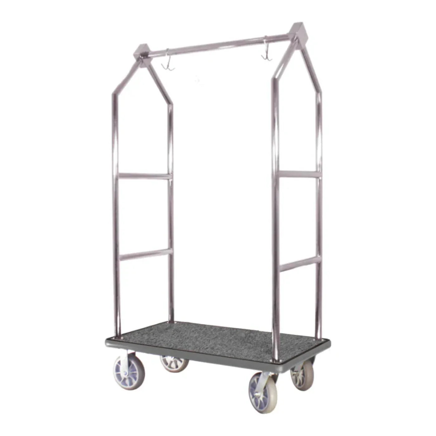 Hospitality 1 Source BCF105SS Contemporary Bellman's Cart — Stainless Steel -8" semi-pneumatic wheels - BCF105SS