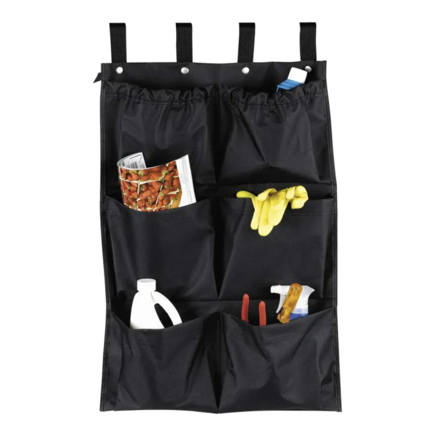 Hospitality 1 Source CB12BLK 12 Pocket Caddy Bag 21" x 32"— Black Case Pack of 6 Pieces - CB12BLK