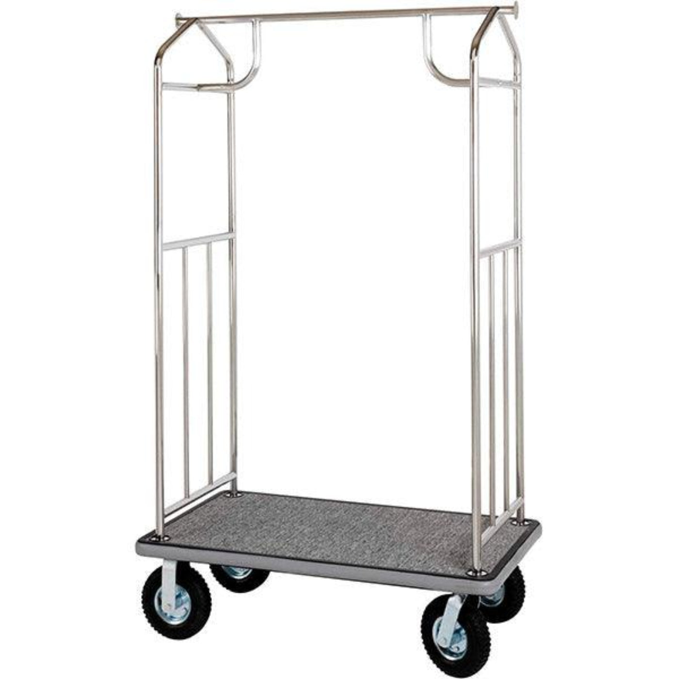 Hospitality 1 Source XDBCEC-6 Transporter Bellman's Cart — Chrome 6" pneumatic wheels - XDBCEC-6