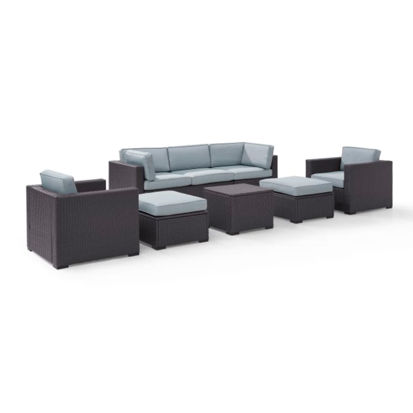 Crosley Biscayne 178.75 Inch 7pc Outdoor Wicker Sectional Set - KO70113BR