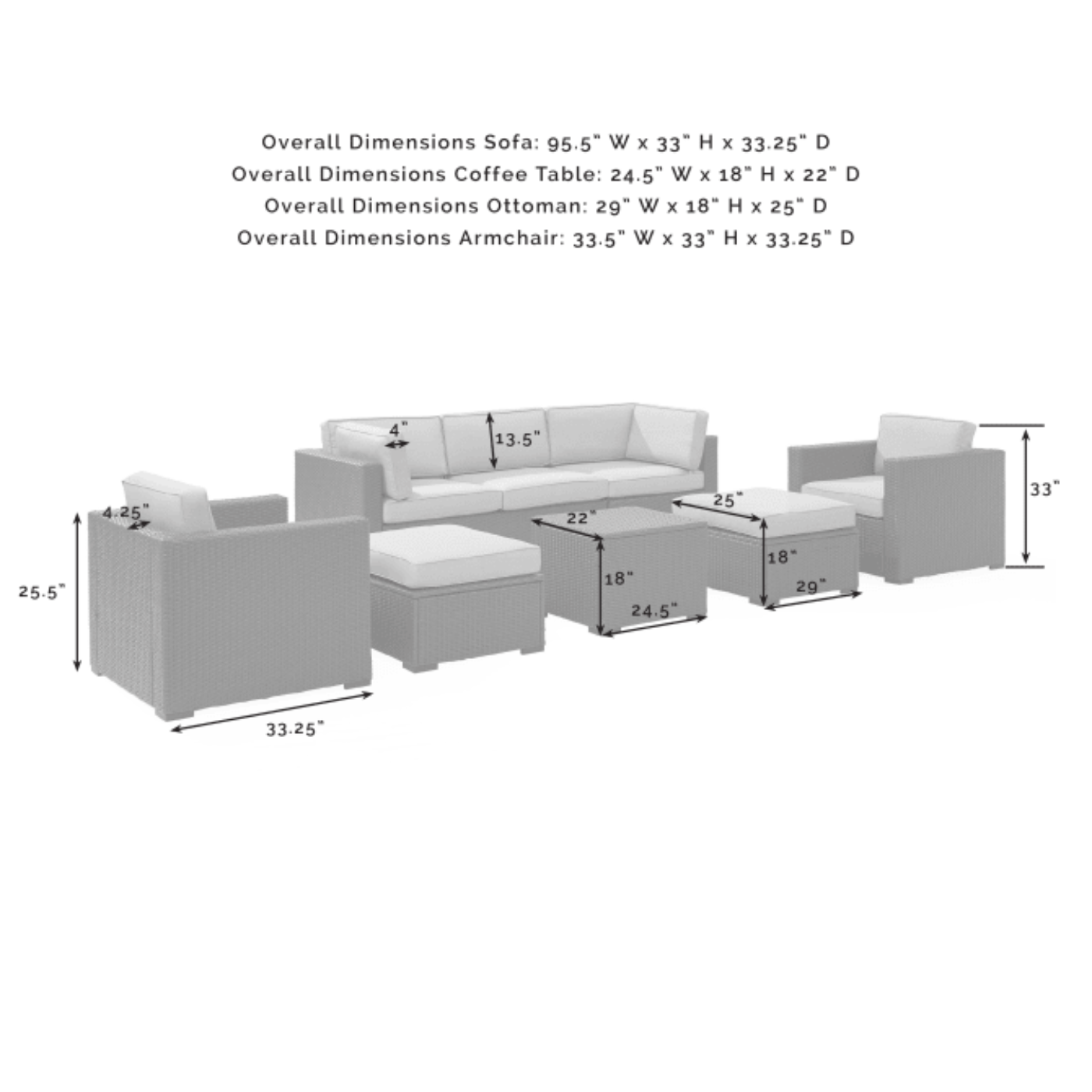 Crosley Biscayne 178.75 Inch 7pc Outdoor Wicker Sectional Set - KO70113BR