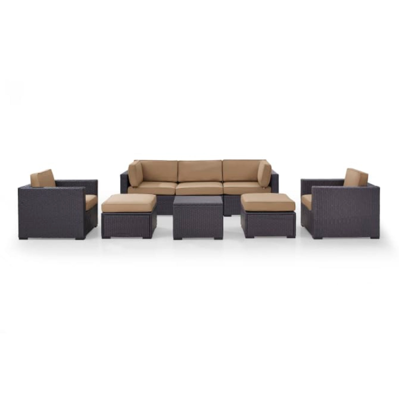 Crosley Biscayne 178.75 Inch 7pc Outdoor Wicker Sectional Set - KO70113BR