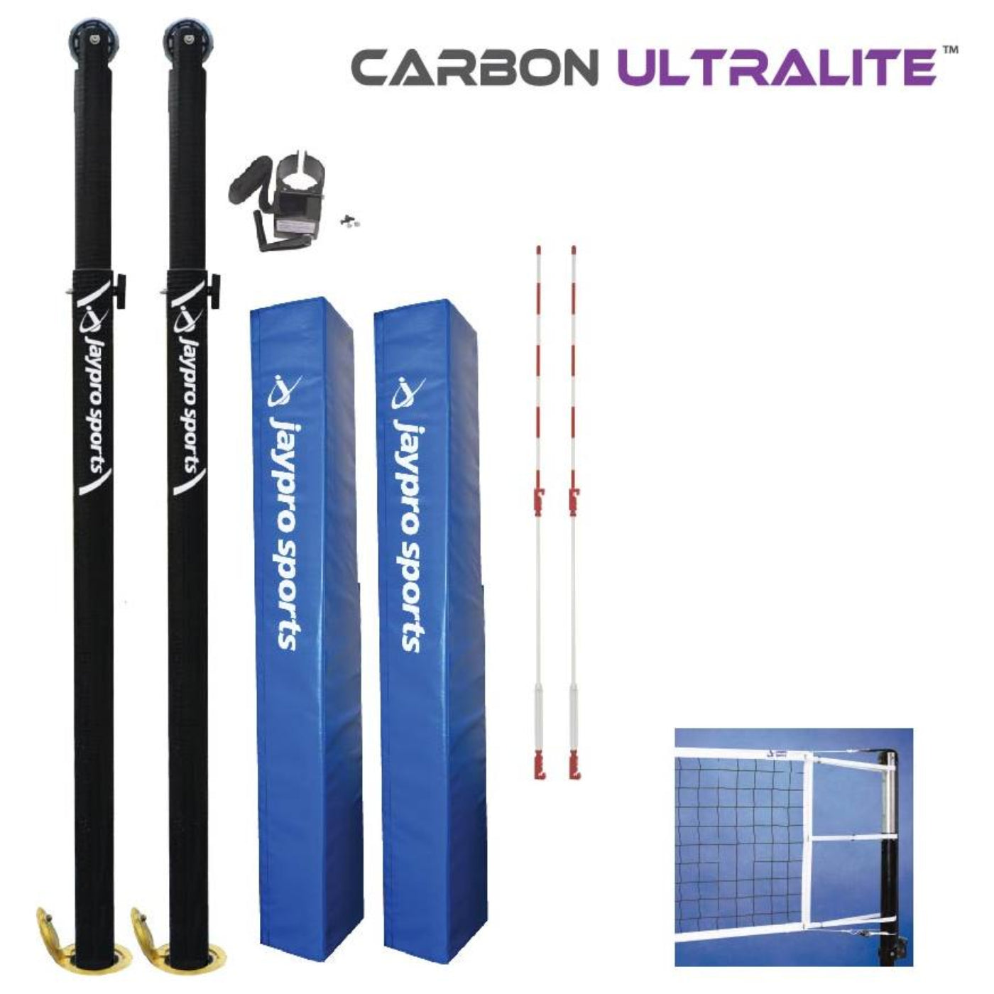 Jaypro Carbon Ultralite Volleyball System (3-1/2 in. Floor Sleeve) - PVB-9000