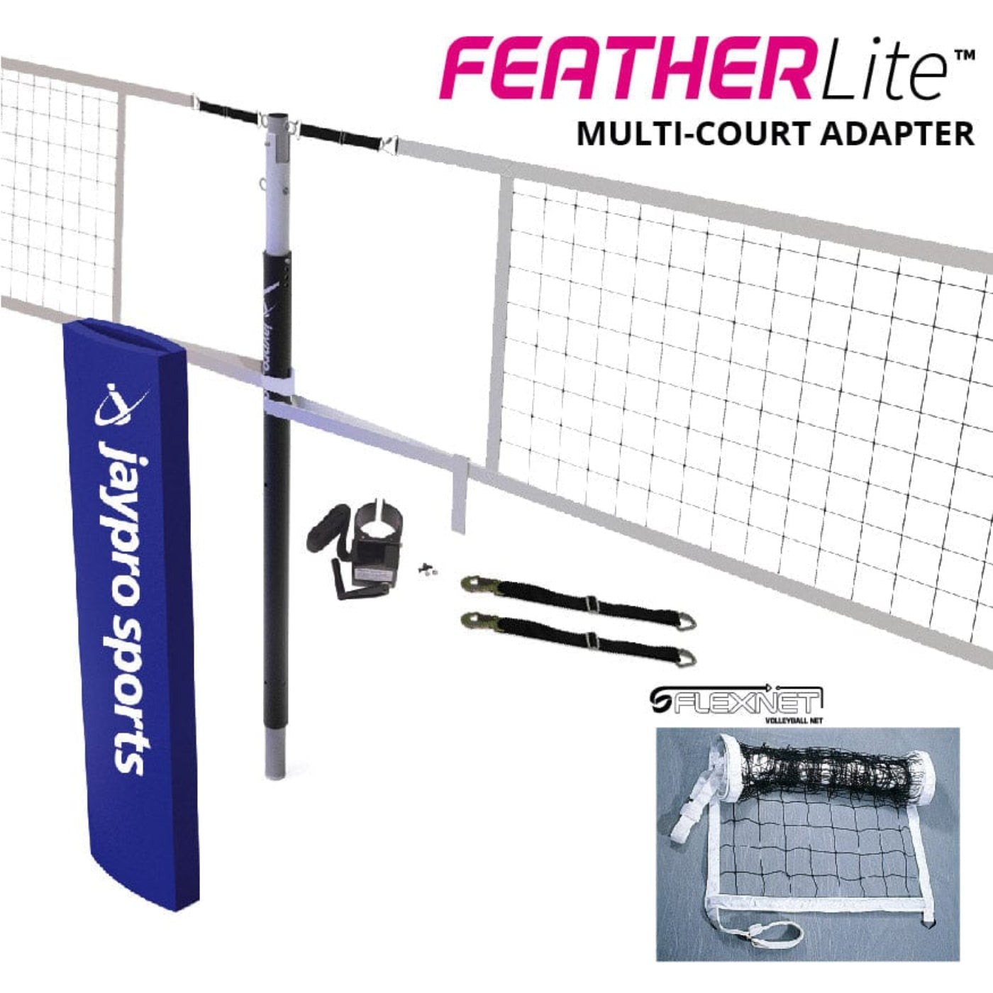 Jaypro FeatherLite Volleyball Net Center Upright System (3 in. Floor Sleeve) - PVBC-450