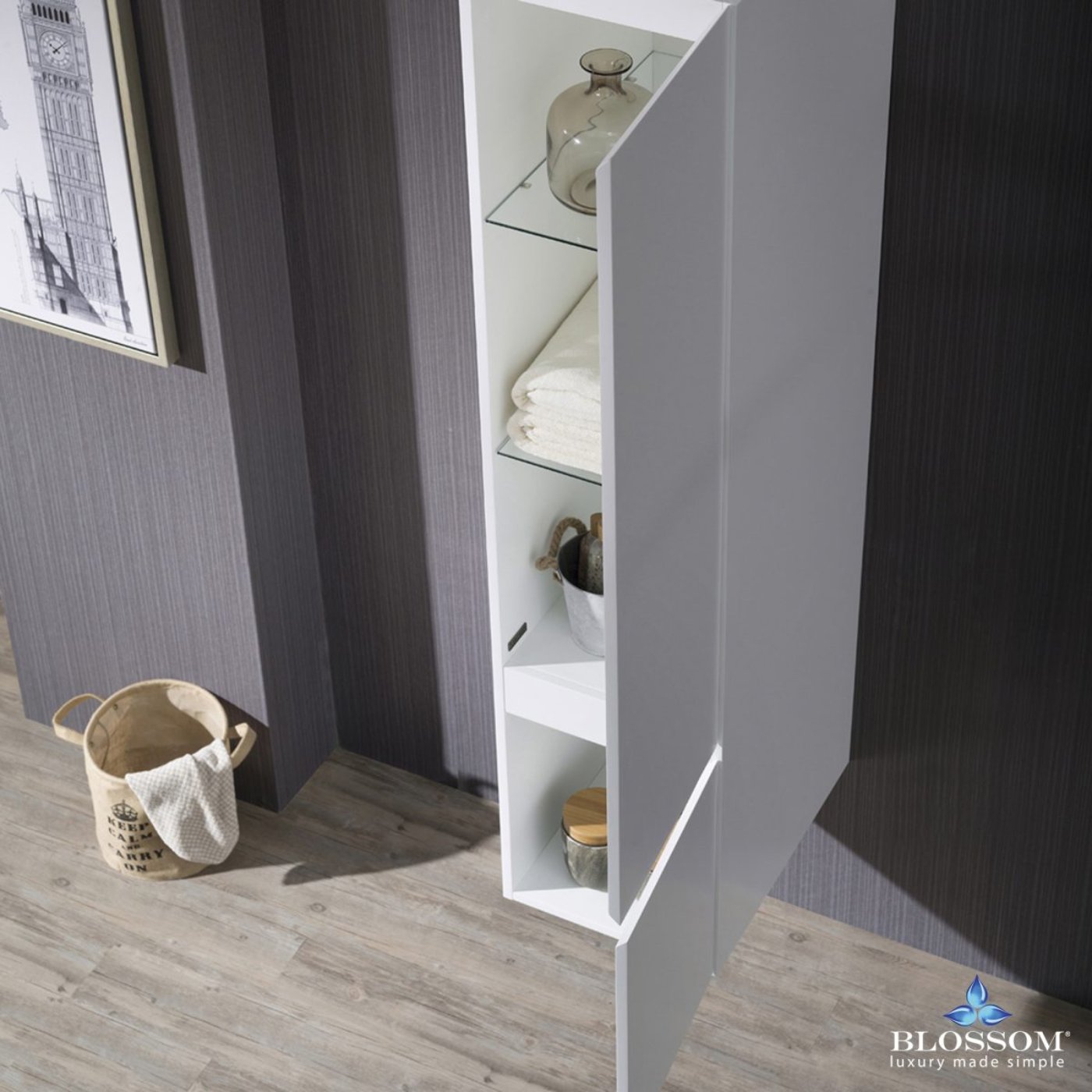 Blossom Monaco 15 Inch Wall Hung Linen Cabinet - V8000 15 01 - Backyard Provider