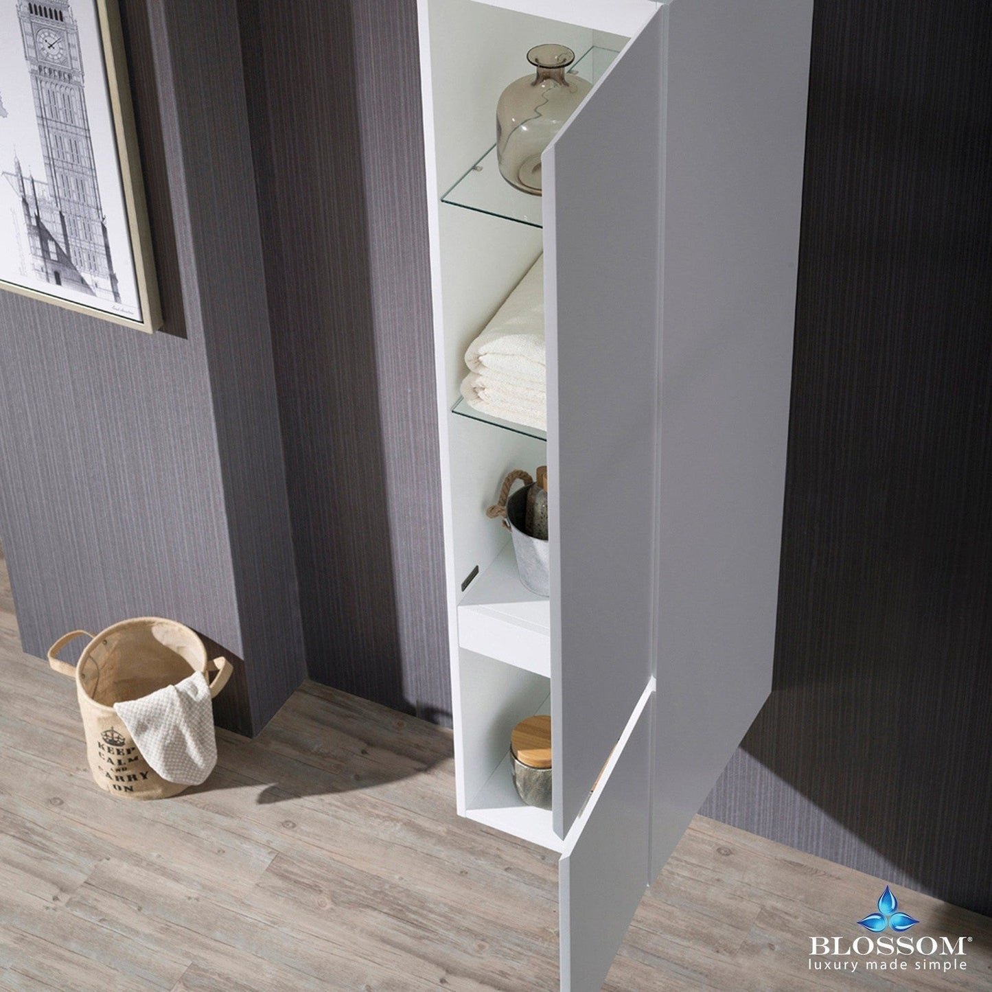 Blossom Monaco 15 Inch Wall Hung Linen Cabinet - V8000 15 01 - Backyard Provider