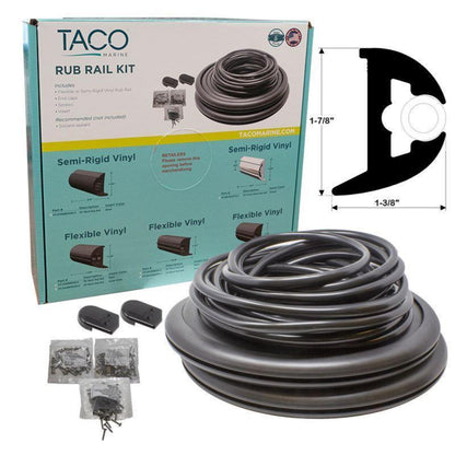 TACO Marine Flexible Rub Rail Kit 1-1/4" X 15/16" 50' Black w/ Black Insert - V11-3447BBK50-2