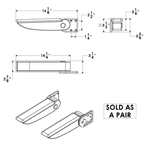 TACO Marine Armrest Straight Assembly (Pair) - K10-0003-PR