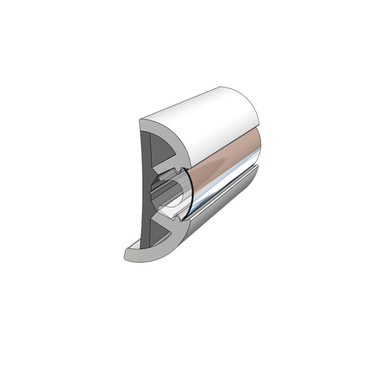 TACO Marine Arctic White Flex Chrome Rub Rail 15/16" X 17/32" X 100'- V12-9980WHA100