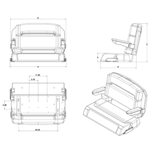 TACO Marine Capri Helm Bench HA1-36 - HA1-40