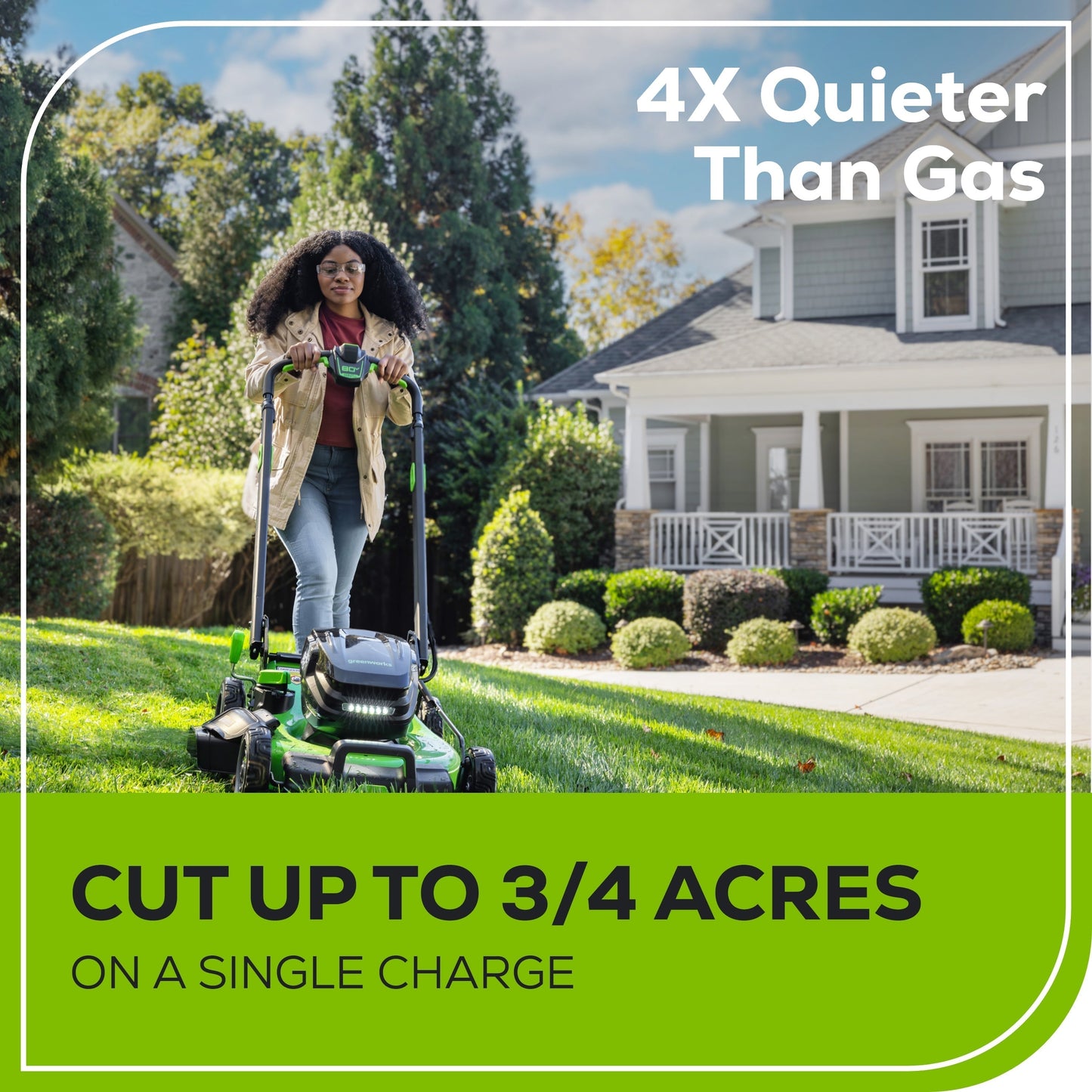 Greenworks 80V 22" Cordless Battery Dual Blade Self-Propelled Lawn Mower w/ (2) 4.0Ah Batteries & Rapid Charger - 2548102