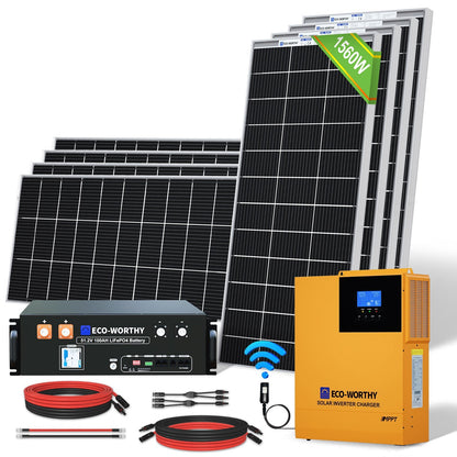 1560W 48V (8x195W) Complete Off Grid Solar Kit - L02M195TM-SRNKUS3.5KMU3U1-8