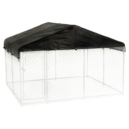 Lucky Dog 10' x 10' Chain Link Dog Kennel (2 Pack) & Waterproof Roof (2 Pack) - 174385