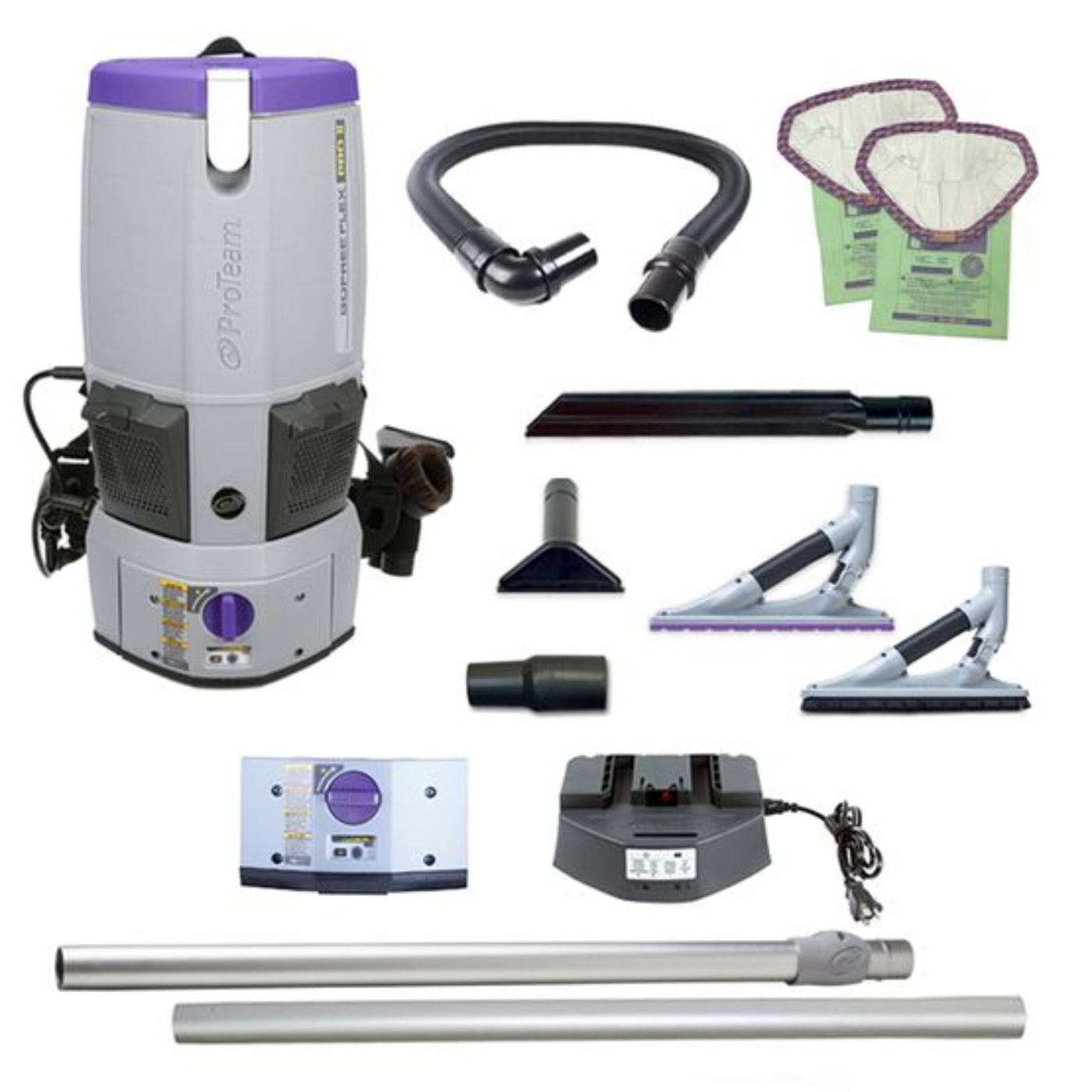 ProTeam GoFree Flex Pro II Cordless Backpack Vacuum, 6QT, 17.5lbs, Tool Kit - 107650