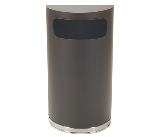 Grainger Tough Guy - Trash Can 9 gal. Half Round Black Powder Coated Steel Side Opening - 4PGG7
