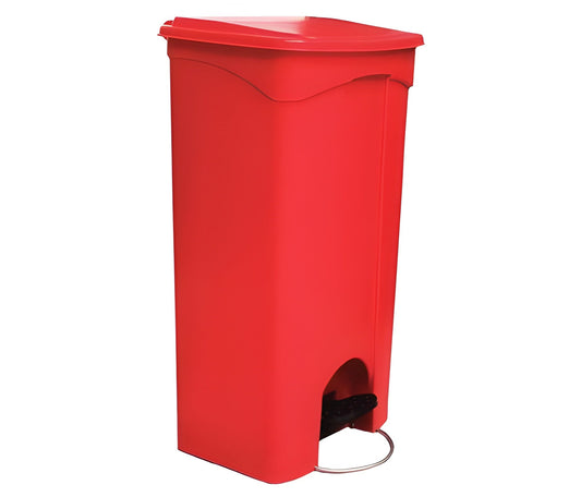 Grainger Tough Guy - Trash Can 23 gal. Rectangular Red Plastic Step On - 6GAK2