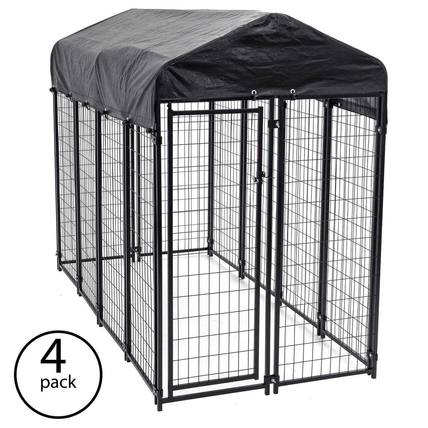 Lucky Dog Uptown Large Outdoor Covered Kennel Heavy Duty Dog Fence Pen (4 Pack) - 108453