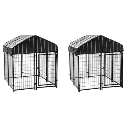 Lucky Dog 4' x 4' x 4.5' Covered Wire Dog Fence Kennel Pet Play Pen (2 Pack) - 108876