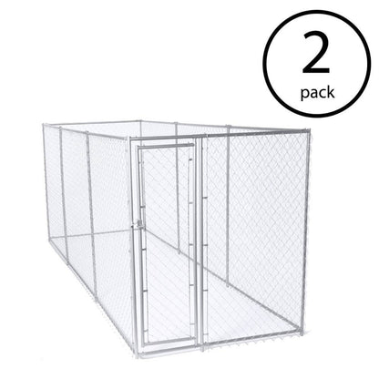 Lucky Dog 10 x 10 Foot Heavy Duty Outdoor Chain Link Dog Kennel w/ Door (2 Pack) - 109028