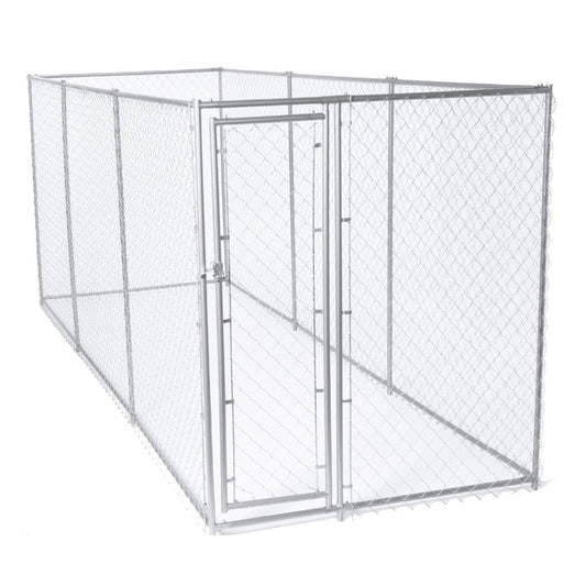 Lucky Dog 10 x 10 Foot Heavy Duty Outdoor Chain Link Dog Kennel w/ Door (2 Pack) - 109028