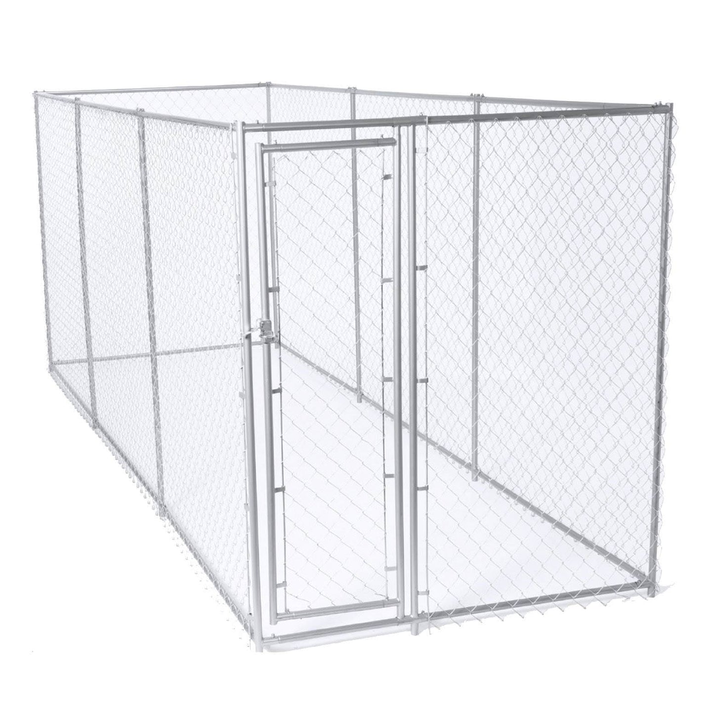 Lucky Dog 10 x 10 Foot Heavy Duty Outdoor Chain Link Dog Kennel w/ Door (2 Pack) - 109028