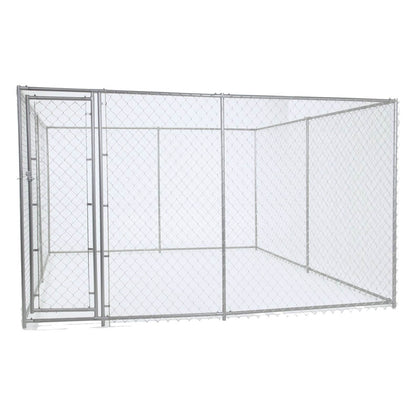 Lucky Dog 10 x 10 Foot Heavy Duty Outdoor Chain Link Dog Kennel w/ Door (2 Pack) - 109028