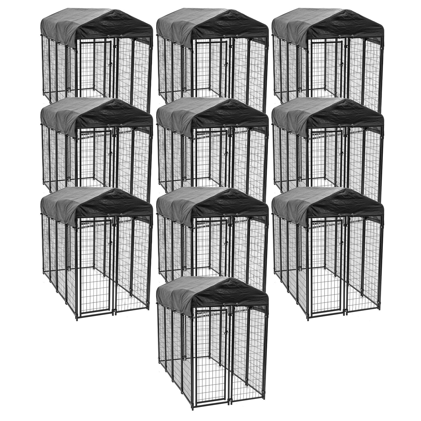 Lucky Dog Uptown Large Outdoor Covered Kennel Heavy Duty Dog Fence Pen (10 Pack) - 109195