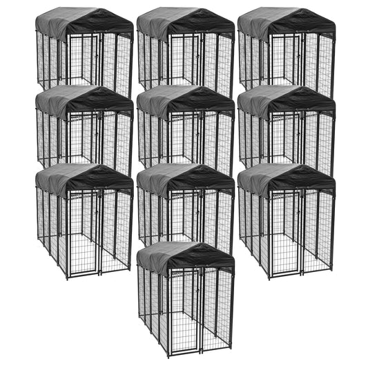 Lucky Dog Uptown Large Outdoor Covered Kennel Heavy Duty Dog Fence Pen (10 Pack) - 109195