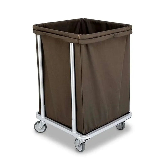 Forbes Industries 1106 23.75" Laundry Cart, H.D. Cloth Bag in Black, 6-Bushel, 4" Gray Wheels - 1106