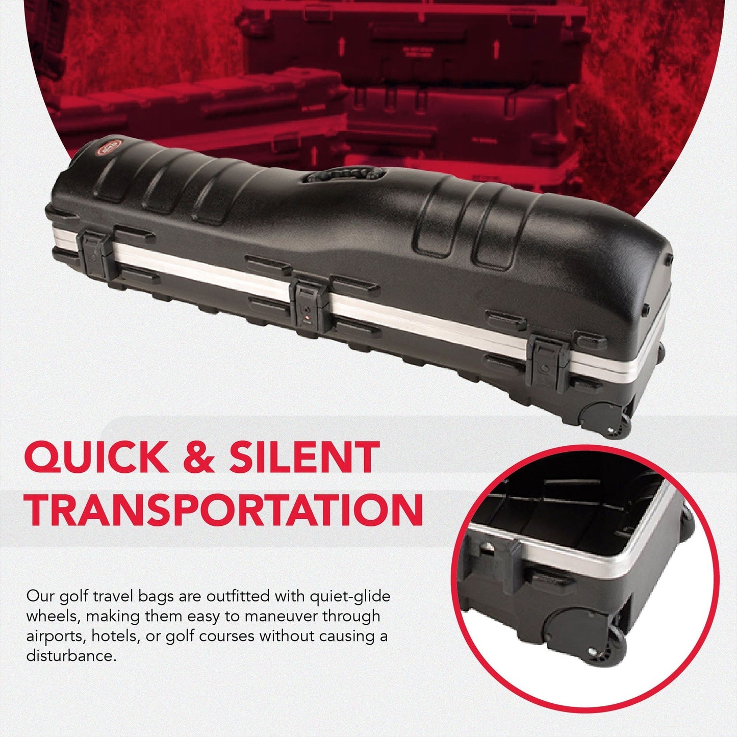 SKB Cases ATA Deluxe Hard Plastic Storage Wheeled Golf Bag Travel Case (2 Pack) - 111077