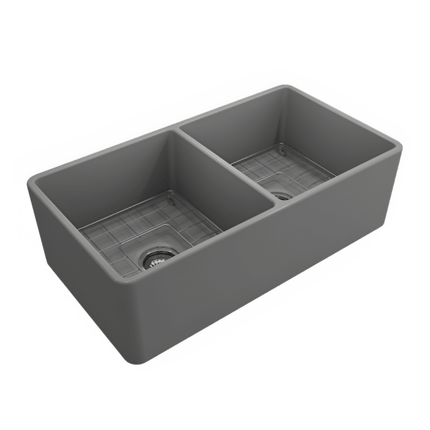 Bocchi Classico Farmhouse Apron Front Fireclay 33" Double Bowl Kitchen Sink. Available in 9 Colors! - 1139-001-0120