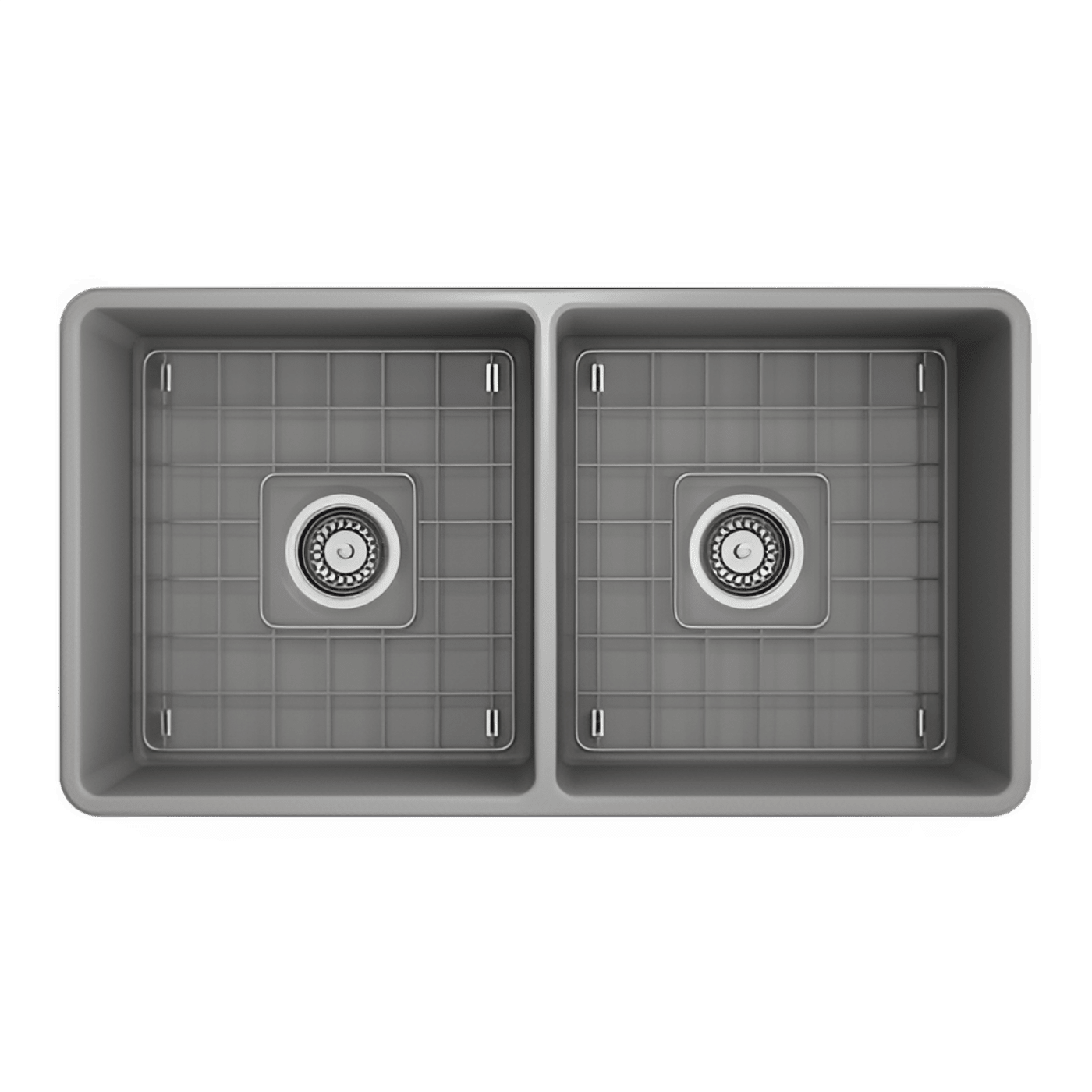 Bocchi Classico Farmhouse Apron Front Fireclay 33" Double Bowl Kitchen Sink. Available in 9 Colors! - 1139-001-0120