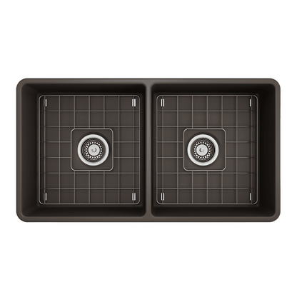 Bocchi Classico Farmhouse Apron Front Fireclay 33" Double Bowl Kitchen Sink. Available in 9 Colors! - 1139-001-0120