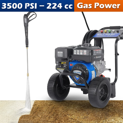 BILT HARD Gas Pressure Washer, 2.5 GPM 3500 PSI, 224cc Engine 5 QC Nozzle Tips Axial Pump Pressure Washers Gas Powered Green,Orange,White - THA-0352