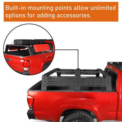 12.2" High Overland Bed Rack Fits Toyota Tacoma & Tundra 6' Bed - Hooke Road - HE.9907-S