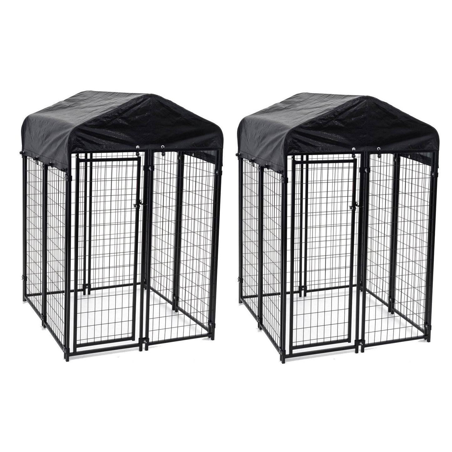 Lucky Dog Uptown 4 x 4 x 6 Foot Heavy Duty Outdoor Covered Dog Kennel (2 Pack) - 125135