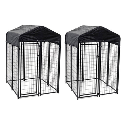 Lucky Dog Uptown 4 x 4 x 6 Foot Heavy Duty Outdoor Covered Dog Kennel (2 Pack) - 125135
