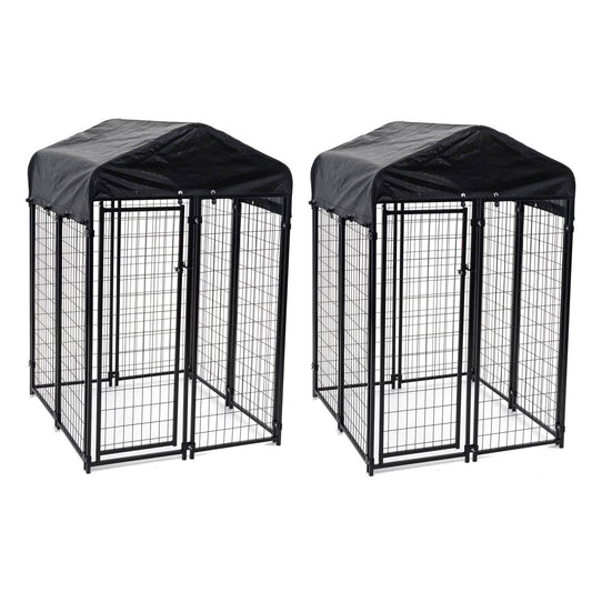 Lucky Dog Uptown 4 x 4 x 6 Foot Heavy Duty Outdoor Covered Dog Kennel (2 Pack) - 125135