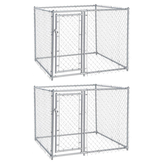 Lucky Dog 5 x 5 x 4 Foot Heavy Duty Outdoor Chain Link Dog Kennel (2 Pack) =- 125137