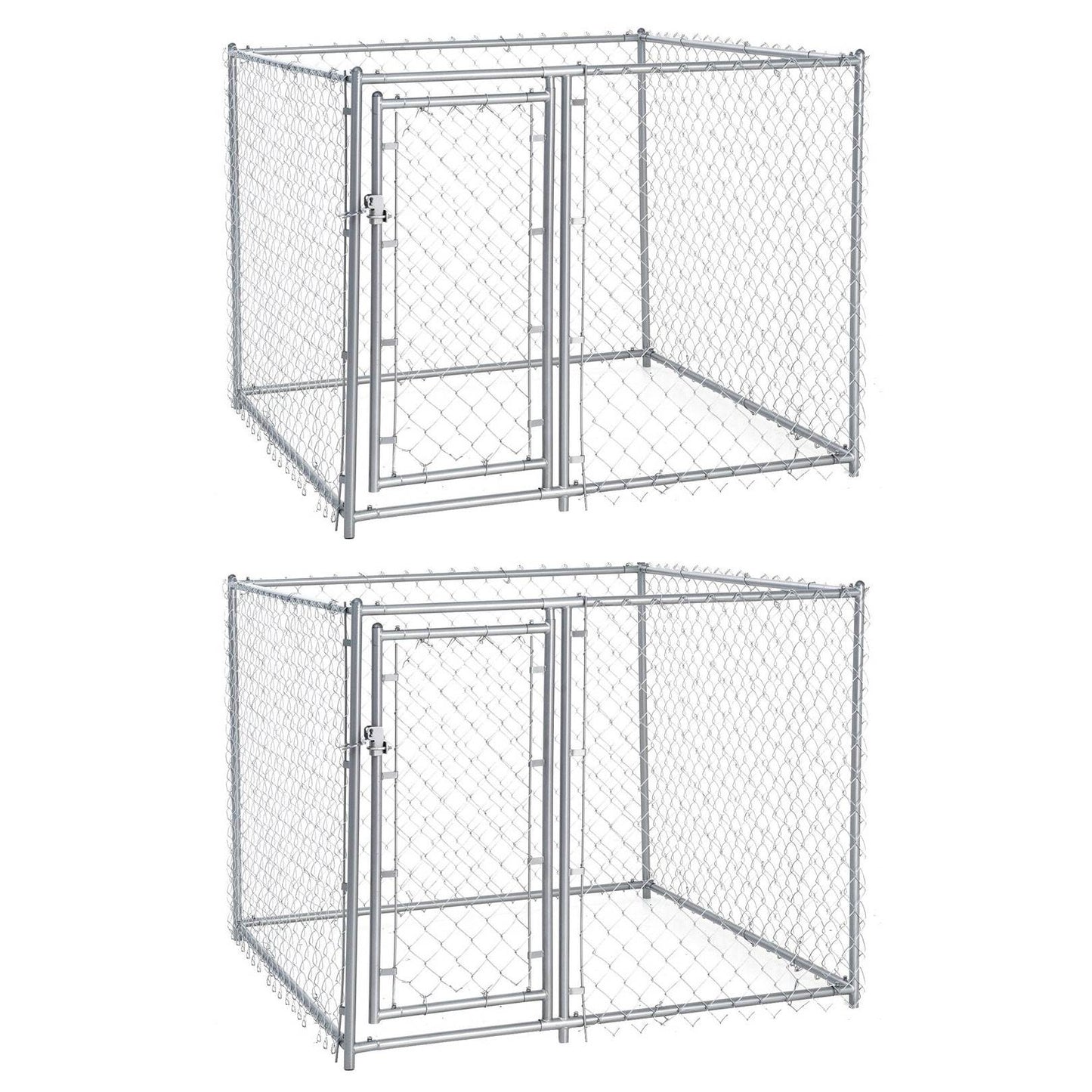 Lucky Dog 5 x 5 x 4 Foot Heavy Duty Outdoor Chain Link Dog Kennel (2 Pack) =- 125137