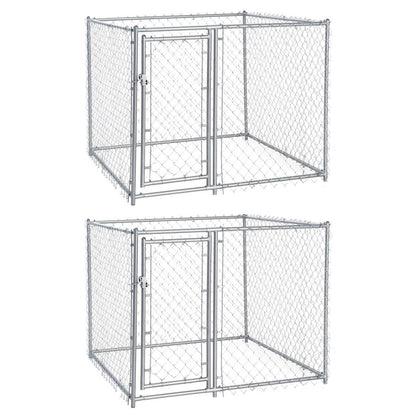 Lucky Dog 5 x 5 x 4 Foot Heavy Duty Outdoor Chain Link Dog Kennel (2 Pack) =- 125137
