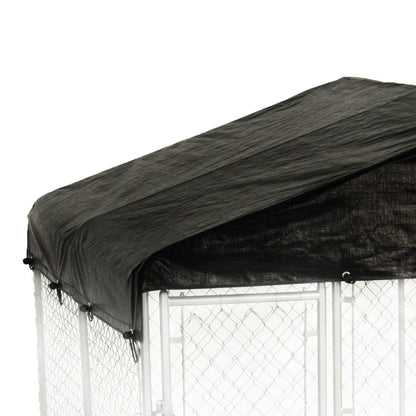 Lucky Dog 10 x 10 Ft Outdoor Steel Chain Link Dog Kennel & Waterproof Roof Cover - 126758