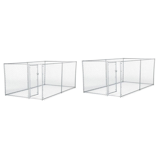Lucky Dog 10 x 5 x 4 Foot Heavy Duty Outdoor Chain Link Kennel Enclosure (2 Pk) - 130240