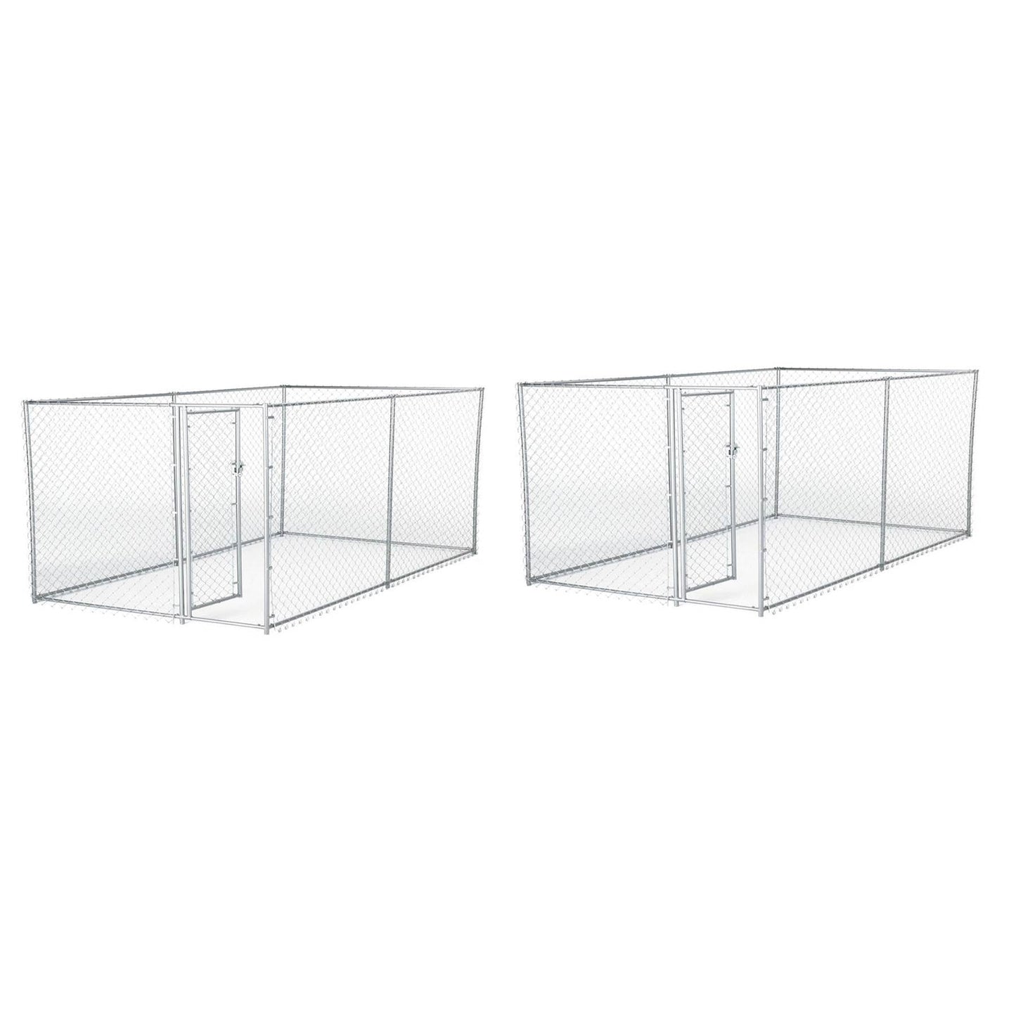 Lucky Dog 10 x 5 x 4 Foot Heavy Duty Outdoor Chain Link Kennel Enclosure (2 Pk) - 130240