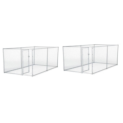 Lucky Dog 10 x 5 x 4 Foot Heavy Duty Outdoor Chain Link Kennel Enclosure (2 Pk) - 130240