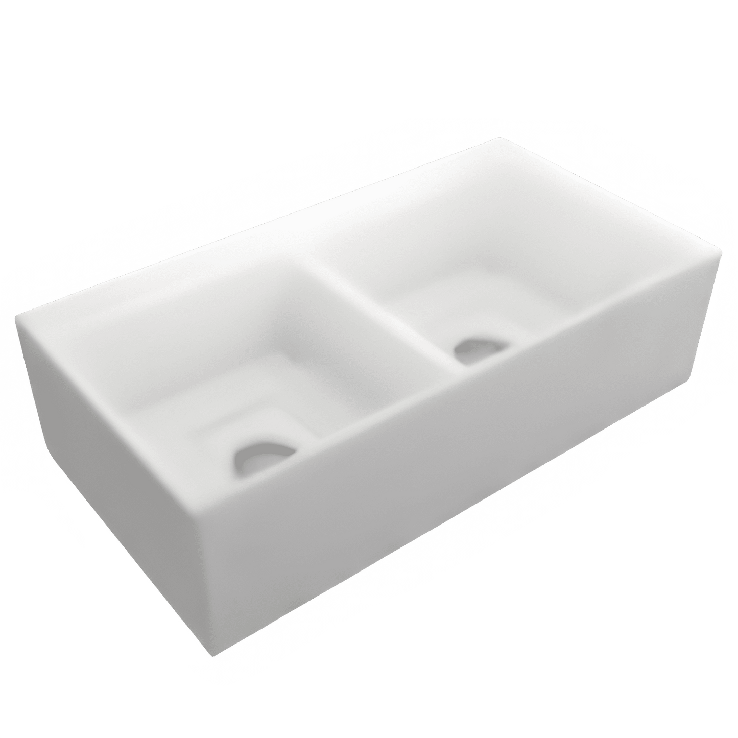 Bocchi Contempo Apron Front Step Rim Fireclay 36" Double Bowl Kitchen Sink with Cutting Board. Available in 9 Colors! - 1348-001-0120