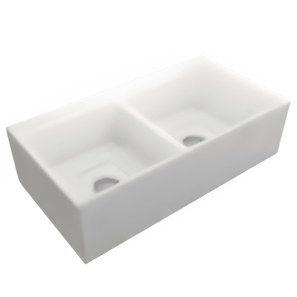Bocchi Contempo Apron Front Step Rim Fireclay 36" Double Bowl Kitchen Sink with Cutting Board. Available in 9 Colors! - 1348-001-0120