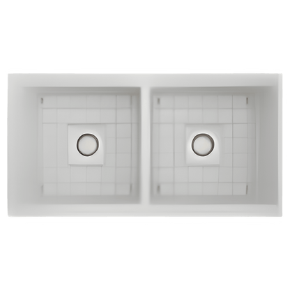 Bocchi Contempo Apron Front Fireclay 33" Single Bowl Kitchen Sink with Protective Bottom Grid and Strainer, Available in 9 colors! - 1352-001-0120