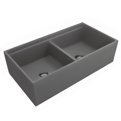 Bocchi 34" Undermount Double Bowl Composite Workstation Kitchen Sink with Covers in Matte Black - 1618-504-0126HP