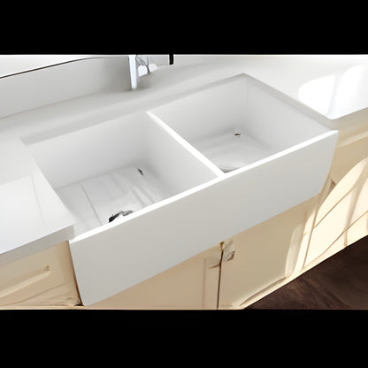 Bocchi Contempo Apron Front Fireclay 33" Single Bowl Kitchen Sink with Protective Bottom Grid and Strainer, Available in 9 colors! - 1352-001-0120